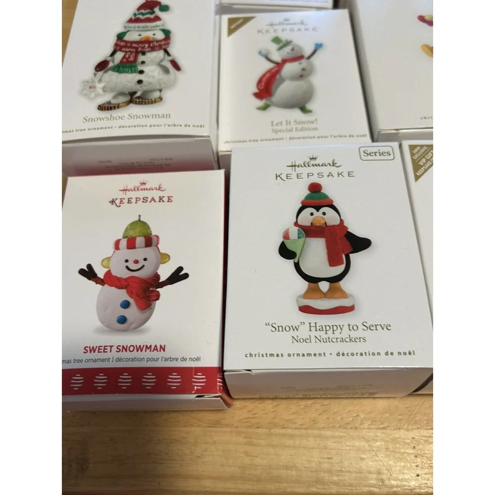 lot of 12 hallmark‎ keepsake ornaments Snowman Gingerbread penguin